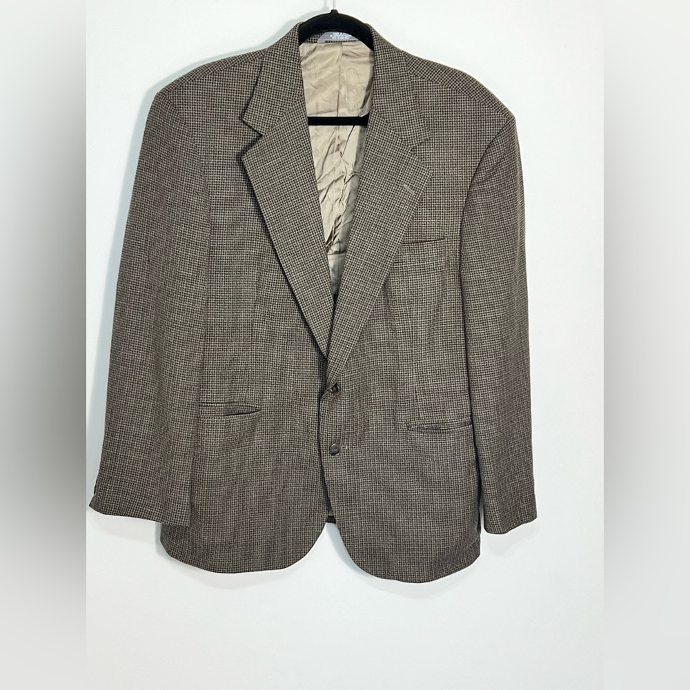 Haggar Vintage Men's Blazer Jacket Size 44L Brown Tweed Wool Blend Sport Coat - Picture 2 of 13